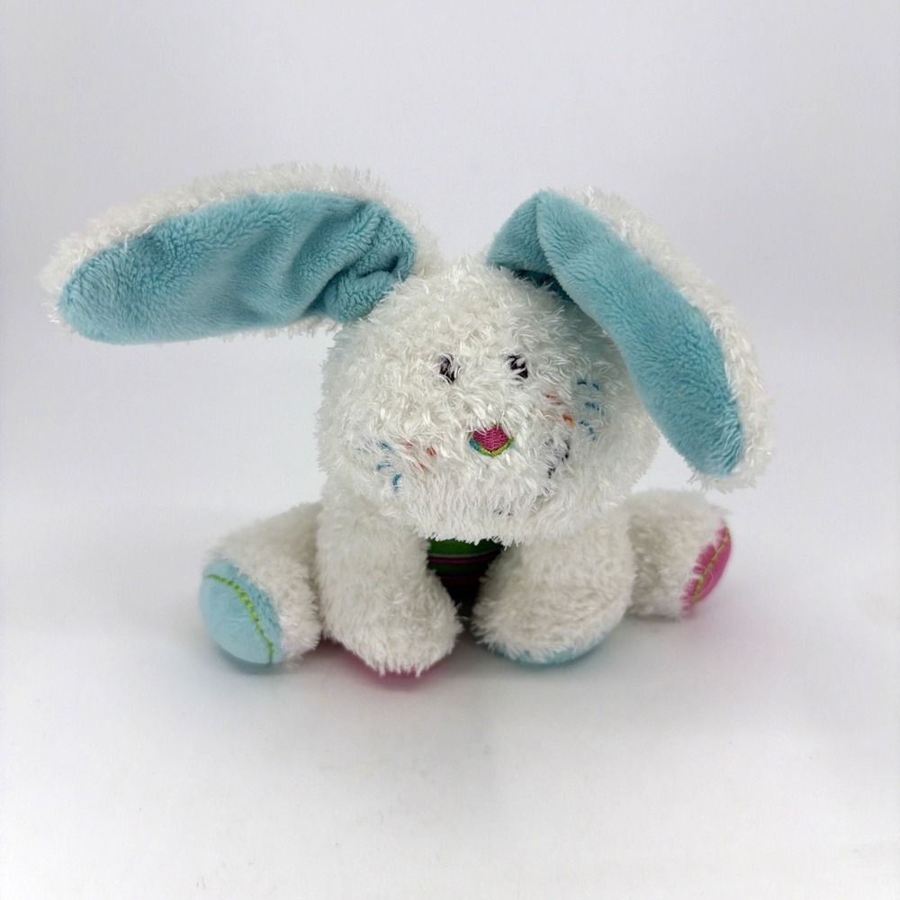 Mary Meyer Sunny Bunny Rabbit Cheery Cheeks White Floppy Plush Green Blue